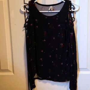 B52:"MUDD"WOMENS XS LONG SLEEVE OPEN SHOULDER TOP